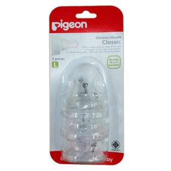 Pigeon Silicone Nipple Classic L Size จุกนมซิลิคอน รุ่นคลาสสิค พีเจ้น 3อัน/แพ็ค (1 แพ็ค) Pigeon Silicone Nipple Classic L Size จุกนมซิลิคอน รุ่นคลาสสิค พีเจ้น 3อัน/แพ็ค (1 แพ็ค)