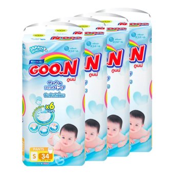ขายยกลัง! GOON กูนน์ กางเกงผ้าอ้อมเด็กจัมโบ้ S 34 ชิ้น ( รวมเป็น 4 แพ็ค ทั้งหมด 136 ชิ้น) ขายยกลัง! GOON กูนน์ กางเกงผ้าอ้อมเด็กจัมโบ้ S 34 ชิ้น ( รวมเป็น 4 แพ็ค ทั้งหมด 136 ชิ้น)
