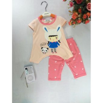 ple shop G0011 เสื้อคอกลมแขนตัดลายกระต่ายสีชมพู+กางเกงเลคกิ้งสีชมพู ple shop G0011 เสื้อคอกลมแขนตัดลายกระต่ายสีชมพู+กางเกงเลคกิ้งสีชมพู