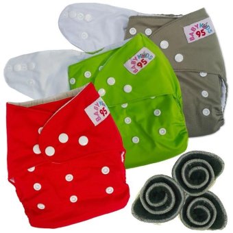 BABYKIDS95 กางเกงผ้าอ้อมกันน้ำ+แผ่นซับชาโคล Size:3-16กก. เซ็ท3ตัว (Grey/Green/Red) BABYKIDS95 กางเกงผ้าอ้อมกันน้ำ+แผ่นซับชาโคล Size:3-16กก. เซ็ท3ตัว (Grey/Green/Red)