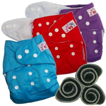BABYKIDS95 กางเกงผ้าอ้อมกันน้ำ+แผ่นซับชาโคล Size:3-16กก. เซ็ท3ตัว (Purple/Red/Blue) BABYKIDS95 กางเกงผ้าอ้อมกันน้ำ+แผ่นซับชาโคล Size:3-16กก. เซ็ท3ตัว (Purple/Red/Blue)