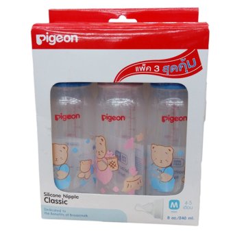 Pigeon ขวดนม RPP โคโร (ลายหมี) พร้อมจุกซิลิคอน รุ่นคลาสสิค Size M ขนาด 8 ออนซ์ 3ขวด/แพ็ค (1แพ็ค) Pigeon ขวดนม RPP โคโร (ลายหมี) พร้อมจุกซิลิคอน รุ่นคลาสสิค Size M ขนาด 8 ออนซ์ 3ขวด/แพ็ค (1แพ็ค)