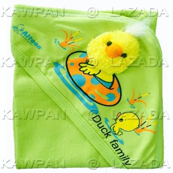Attoon ผ้าห่อตัวเด็ก ผ้าcotton ลายลูกเป็ด - สีเขียว Attoon ผ้าห่อตัวเด็ก ผ้าcotton ลายลูกเป็ด - สีเขียว