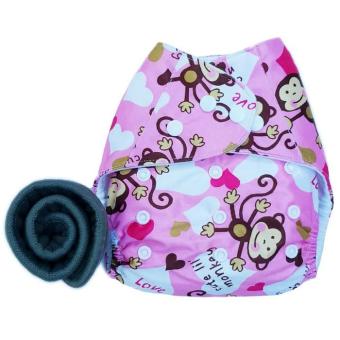 BABYKIDS95 กางเกงผ้าอ้อมกันน้ำ+แผ่นซับชาโคล Size:3-16กก. (Pink Monkey) BABYKIDS95 กางเกงผ้าอ้อมกันน้ำ+แผ่นซับชาโคล Size:3-16กก. (Pink Monkey)