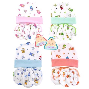 baby heart ชุดหมวก ถุงมือ ถุงเท้า เด็กแรกเกิด ผ้า Cotton แพ็ค 4 เซ็ต baby heart ชุดหมวก ถุงมือ ถุงเท้า เด็กแรกเกิด ผ้า Cotton แพ็ค 4 เซ็ต