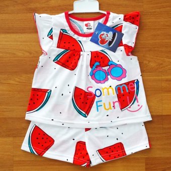 Lulu Caty ไซส์ 4 (3-4 ปี) เสื้อผ้า ชุดเด็กหญิง เซ็ต 2 ชิ้น เสื้อแขนสั้น แขนปีก ลายแตงโมสดใส กางเกงขาสั้นเอวยางยืด Lulu Caty ไซส์ 4 (3-4 ปี) เสื้อผ้า ชุดเด็กหญิง เซ็ต 2 ชิ้น เสื้อแขนสั้น แขนปีก ลายแตงโมสดใส กางเกงขาสั้นเอวยางยืด