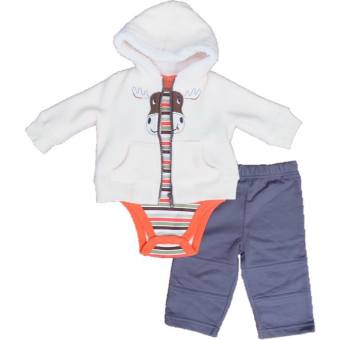 Baby Color ชุดเสื้อแจ๊คเก็ตกันหนาวมีฮู้ด ผ้าหนาสีครีม และ กางเกงขายาว สีเทา พร้อมบอดี้สูท/เสื้อแขนยาวลายริ้วเข้าชุด Baby Color ชุดเสื้อแจ๊คเก็ตกันหนาวมีฮู้ด ผ้าหนาสีครีม และ กางเกงขายาว สีเทา พร้อมบอดี้สูท/เสื้อแขนยาวลายริ้วเข้าชุด