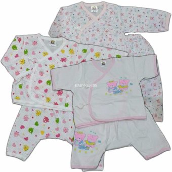 BABYKIDS95 เสื้อผูกหน้า+กางเกงเป้าต่อ Size 6-12 เดือน คละลาย 3 ชุด (Pink) BABYKIDS95 เสื้อผูกหน้า+กางเกงเป้าต่อ Size 6-12 เดือน คละลาย 3 ชุด (Pink)