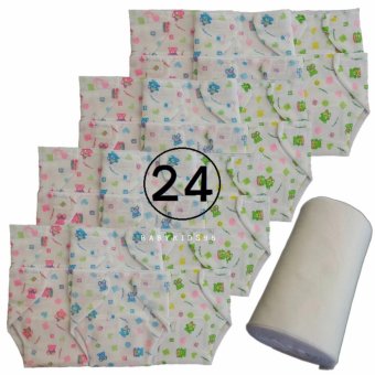BABYKIDS95 กางเกงผ้าอ้อมสาลู (เป้าหนา) 24 ตัว+กระดาษเยื่อไผ่ เด็กแรกเกิด-1ขวบ คละลาย BABYKIDS95 กางเกงผ้าอ้อมสาลู (เป้าหนา) 24 ตัว+กระดาษเยื่อไผ่ เด็กแรกเกิด-1ขวบ คละลาย