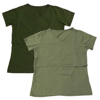 HPTJ เสื้อเปิดให้นม แบบแหวกหน้า แพ็ค 2 ตัว สีเทา-สีเขียวขี้ม้า HPTJ เสื้อเปิดให้นม แบบแหวกหน้า แพ็ค 2 ตัว สีเทา-สีเขียวขี้ม้า