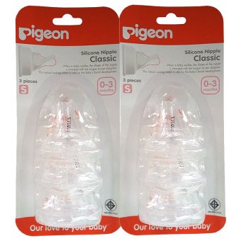 Pigeon พีเจ้น จุกนมซิลิคอนไซส์ S รุ่นคลาสสิค 3 อัน/แพ็ค (แพ็คคู่) Pigeon พีเจ้น จุกนมซิลิคอนไซส์ S รุ่นคลาสสิค 3 อัน/แพ็ค (แพ็คคู่)