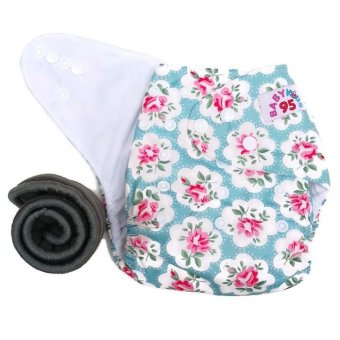 BABYKIDS95 กางเกงผ้าอ้อมกันน้ำ+แผ่นซับชาโคล Size:3-16กก. (Roses Blue) BABYKIDS95 กางเกงผ้าอ้อมกันน้ำ+แผ่นซับชาโคล Size:3-16กก. (Roses Blue)