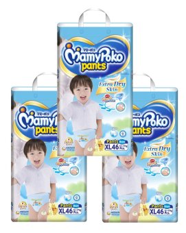 ขายยกลัง! Mamy Poko กางเกงผ้าอ้อม รุ่น Extra Dry Skin ไซส์ XL แพ็ค 3 รวม 138 ชิ้น (สำหรับเด็กชาย) ขายยกลัง! Mamy Poko กางเกงผ้าอ้อม รุ่น Extra Dry Skin ไซส์ XL แพ็ค 3 รวม 138 ชิ้น (สำหรับเด็กชาย)