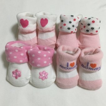 Baby ถุงเท้าเด็กแรกเกิด - 6เดือน setสีชมพู 4 คู่ Baby ถุงเท้าเด็กแรกเกิด - 6เดือน setสีชมพู 4 คู่