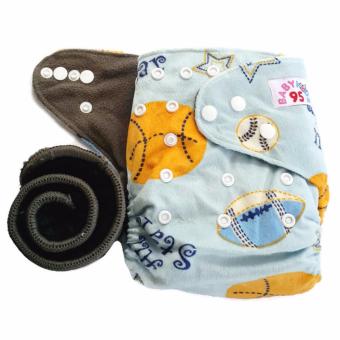 BABYKIDS95 กางเกงผ้าอ้อมชาโคลขอบปกป้อง +แผ่นซับชาโคล (Balls-Blue Minky) BABYKIDS95 กางเกงผ้าอ้อมชาโคลขอบปกป้อง +แผ่นซับชาโคล (Balls-Blue Minky)