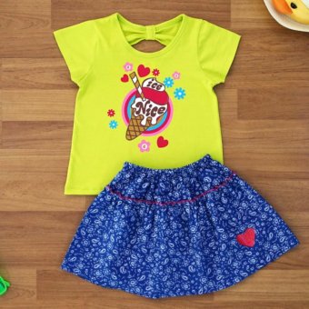 Baby Elegance เสื้อผ้า เด็กผู้หญิง เซ็ต 2 ชิ้น เสื้อแขนสั้น ลายไอศกรีม โบว์ติดหลัง กระโปรงผ้ายีนเทียม ไซส์ 2 Baby Elegance เสื้อผ้า เด็กผู้หญิง เซ็ต 2 ชิ้น เสื้อแขนสั้น ลายไอศกรีม โบว์ติดหลัง กระโปรงผ้ายีนเทียม ไซส์ 2