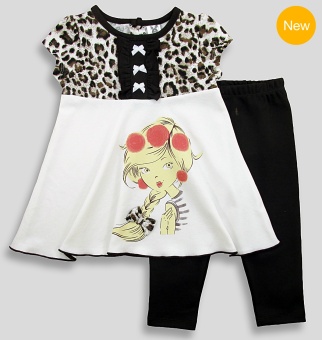 Babycony ชุดเด็กผู้หญิงเสื้อแขนสั้นลายเสือสีน้ำตาลเข้มสลับครีม + กางเกงเลกกิ้งเข้าชุด Babycony ชุดเด็กผู้หญิงเสื้อแขนสั้นลายเสือสีน้ำตาลเข้มสลับครีม + กางเกงเลกกิ้งเข้าชุด