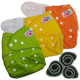 BABYKIDS95 กางเกงผ้าอ้อมกันน้ำ+แผ่นซับชาโคล Size:3-16กก. เซ็ท3ตัว (Orange/Yellow/Green) BABYKIDS95 กางเกงผ้าอ้อมกันน้ำ+แผ่นซับชาโคล Size:3-16กก. เซ็ท3ตัว (Orange/Yellow/Green)