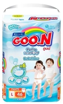 GOO.N กูนน์ กางเกงผ้าอ้อมเด็ก PANTS Size L 46 ชิ้น GOO.N กูนน์ กางเกงผ้าอ้อมเด็ก PANTS Size L 46 ชิ้น