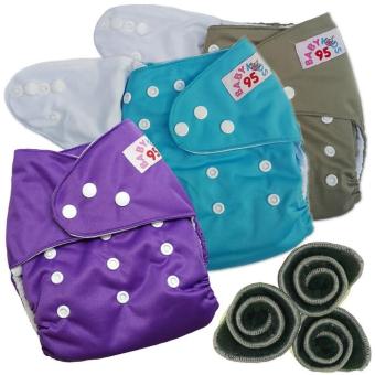 BABYKIDS95 กางเกงผ้าอ้อมกันน้ำ+แผ่นซับชาโคล Size:3-16กก. เซ็ท3ตัว (Grey/Blue/Purple) BABYKIDS95 กางเกงผ้าอ้อมกันน้ำ+แผ่นซับชาโคล Size:3-16กก. เซ็ท3ตัว (Grey/Blue/Purple)