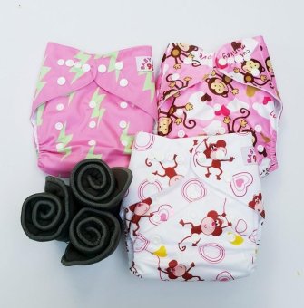 BABYKIDS95 กางเกงผ้าอ้อมกันน้ำ+แผ่นซับชาโคล Size:3-16กก. เซ็ท3ตัว (Pink Lightening, Pink Monkey,White/Pink Monket) BABYKIDS95 กางเกงผ้าอ้อมกันน้ำ+แผ่นซับชาโคล Size:3-16กก. เซ็ท3ตัว (Pink Lightening, Pink Monkey,White/Pink Monket)
