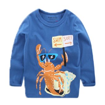 เสื้อผ้าเด็กแขนยาว สีน้ำเงินลายกุ้ง baby long shirts Crayfish เสื้อผ้าเด็กแขนยาว สีน้ำเงินลายกุ้ง baby long shirts Crayfish