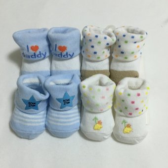 Baby ถุงเท้าเด็กแรกเกิด - 6เดือน setสีฟ้าขาว 4 คู่ Baby ถุงเท้าเด็กแรกเกิด - 6เดือน setสีฟ้าขาว 4 คู่