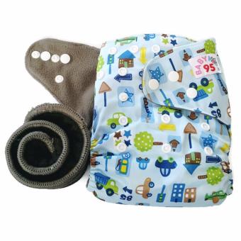 BABYKIDS95 กางเกงผ้าอ้อมชาโคลขอบปกป้อง +แผ่นซับชาโคล (City-Blue) BABYKIDS95 กางเกงผ้าอ้อมชาโคลขอบปกป้อง +แผ่นซับชาโคล (City-Blue)