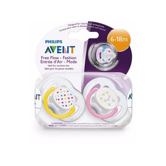 จุกหลอก Avent BPA Free Freeflow Pacifier, ุ6-18 M, 2 Count จุกหลอก Avent BPA Free Freeflow Pacifier, ุ6-18 M, 2 Count