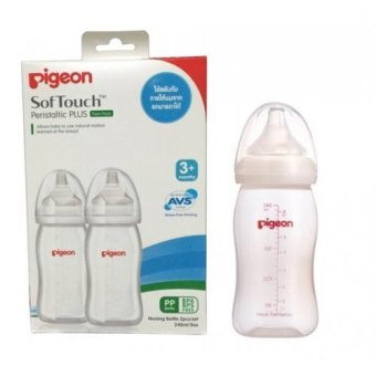 Pigeon ขวดนมเสมือนการให้นมมารดา PP ขนาด 240 มล. 2ขวด Pigeon ขวดนมเสมือนการให้นมมารดา PP ขนาด 240 มล. 2ขวด