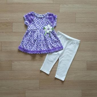 Kids Headquarters ชุดเข้าเซ็ท เสื้อลายดอกสีม่วง+กางเกงเลคกิ้งสีขาว Kids Headquarters ชุดเข้าเซ็ท เสื้อลายดอกสีม่วง+กางเกงเลคกิ้งสีขาว
