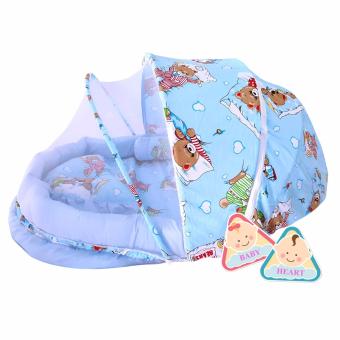 BABY heart ชุดที่นอนมุ้ง จัมโบ้รุ่น 2 in 1 พร้อมหมอนและ หมอนข้าง ลายหมี สีฟ้า BABY heart ชุดที่นอนมุ้ง จัมโบ้รุ่น 2 in 1 พร้อมหมอนและ หมอนข้าง ลายหมี สีฟ้า