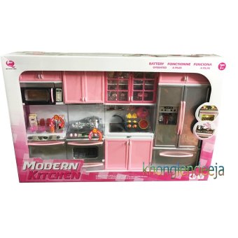 Khonglendee ชุดเซ็ทห้องครัวบาร์บี้ขนาดใหญ่ 18 นิ้ว MODERN KITCHEN สีชมพูอ่อน มีเสียงเละมีไฟ Khonglendee ชุดเซ็ทห้องครัวบาร์บี้ขนาดใหญ่ 18 นิ้ว MODERN KITCHEN สีชมพูอ่อน มีเสียงเละมีไฟ