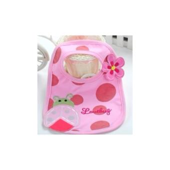 ผ้ากันเปื้อนผ้าเช็ดน้ำลายเด็กหญิงลายการ์ตูนสีชมพู (Love bug-Pink) ผ้ากันเปื้อนผ้าเช็ดน้ำลายเด็กหญิงลายการ์ตูนสีชมพู (Love bug-Pink)