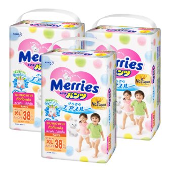 ขายยกลัง! Merries ผ้าอ้อมเมอร์รี่ส์ชนิดกางเกง ไซส์ XL 38ชิ้น x 3 แพค (รวม 114 ชิ้น) ขายยกลัง! Merries ผ้าอ้อมเมอร์รี่ส์ชนิดกางเกง ไซส์ XL 38ชิ้น x 3 แพค (รวม 114 ชิ้น)