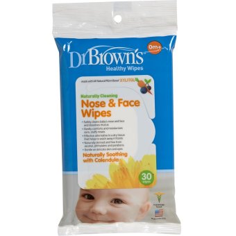 Dr.Brown's ผ้าเปียกเช็ดทำความสะอาดจมูกและหน้า Nose & Face Wipes, 30 Pack Dr.Brown's ผ้าเปียกเช็ดทำความสะอาดจมูกและหน้า Nose & Face Wipes, 30 Pack