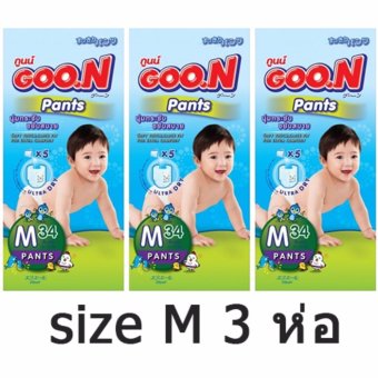 GOON ผ้าอ้อมเด็ก แบบกางเกง ไซส์ M (1ลัง X 3ห่อ) ห่อล่ะ 34 ชิ้น GOON ผ้าอ้อมเด็ก แบบกางเกง ไซส์ M (1ลัง X 3ห่อ) ห่อล่ะ 34 ชิ้น