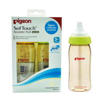 PIGEON ขวดนมพีเจ่นท์สีชาเสมือนการให้นมมารดา รุ่น PPSU ขนาด 240 มล.พร้อมจุก Softouch Peristatic Plus Size M Pack 6 ขวด PIGEON ขวดนมพีเจ่นท์สีชาเสมือนการให้นมมารดา รุ่น PPSU ขนาด 240 มล.พร้อมจุก Softouch Peristatic Plus Size M Pack 6 ขวด