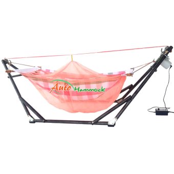 Auto Hammockเปลไกวเด็กอ่อนอัตโนมัติสไตล์เปลญวนกับผ้ามุ้งลายผ้าขาวม้า(โทนสีส้ม) Auto Hammockเปลไกวเด็กอ่อนอัตโนมัติสไตล์เปลญวนกับผ้ามุ้งลายผ้าขาวม้า(โทนสีส้ม)