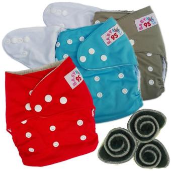 BABYKIDS95 กางเกงผ้าอ้อมกันน้ำ+แผ่นซับชาโคล Size:3-16กก. เซ็ท3ตัว (Grey/Blue/Red) BABYKIDS95 กางเกงผ้าอ้อมกันน้ำ+แผ่นซับชาโคล Size:3-16กก. เซ็ท3ตัว (Grey/Blue/Red)