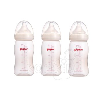Pigeon พีเจ้น ขวดนม PP 240 มล. ทรงคอกว้าง พร้อมจุกนมเสมือนนมมารดา รุ่นพลัส Size M แพ็ค 3 ขวด Pigeon พีเจ้น ขวดนม PP 240 มล. ทรงคอกว้าง พร้อมจุกนมเสมือนนมมารดา รุ่นพลัส Size M แพ็ค 3 ขวด
