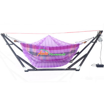 Auto Hammock เปลไกวเด็กอ่อนอัตโนมัติสไตล์เปลญวนกับผ้ามุ้ง (โทนสีม่วง)ลายผ้าขาวม้า Auto Hammock เปลไกวเด็กอ่อนอัตโนมัติสไตล์เปลญวนกับผ้ามุ้ง (โทนสีม่วง)ลายผ้าขาวม้า