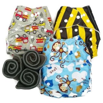 BABYKIDS95 กางเกงผ้าอ้อมกันน้ำ+แผ่นซับชาโคล Size:3-16กก. เซ็ท3ตัว (Grey Fire truck, Bee, Blue Monkey) BABYKIDS95 กางเกงผ้าอ้อมกันน้ำ+แผ่นซับชาโคล Size:3-16กก. เซ็ท3ตัว (Grey Fire truck, Bee, Blue Monkey)