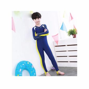 ชุดว่ายน้ำเด็ก Kids Sunscreen Elastic water suit เต็มตัว แขนยาว+ขายาว สีฟ้า - เหลือง ชุดว่ายน้ำเด็ก Kids Sunscreen Elastic water suit เต็มตัว แขนยาว+ขายาว สีฟ้า - เหลือง