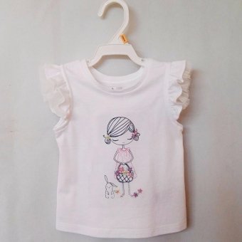 Baby Gap เสื้อแขนระบาย ปักลายด้านหน้า สำหรับสาวน้อย(สีขาว) Baby Gap เสื้อแขนระบาย ปักลายด้านหน้า สำหรับสาวน้อย(สีขาว)