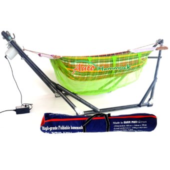 Auto Hammock เปลไกวเด็กอ่อนอัตโนมัติสไตล์เปลญวนกับผ้ามุ้ง (โทนสีเขียว) ลายผ้าขาวม้า Auto Hammock เปลไกวเด็กอ่อนอัตโนมัติสไตล์เปลญวนกับผ้ามุ้ง (โทนสีเขียว) ลายผ้าขาวม้า