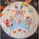 Minlane Kids Playmats แผ่นรองคลาน เสื่อรองคลาน ผ้าฝ้าย ที่เก็บของเล่น ถุงเก็บของเล่น ลาย กระต่ายใส่แว่น