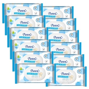 สินค้า ส่งฟรี Pureen Baby Wipes กระดาษเปียกพิวรีน รุ่น Pure & Mild ขนาด 80 แผ่น (12 แพ็ค รวม 960 แผ่น)