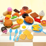 SaiDeng 34 ชิ้นพลาสติกอาหารฟาสท์ฟู้ด Playset มินิฮัมบูร์ก French Fries ไอศกรีมสุนัขร้อน Cola อาหารของเล่นเด็กเล่นของขวัญเด็ก - INTL