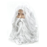 SWorld Deluxe White Santa Fancy Dress Costume Wizard Wig And Beard Setchristmas Halloween - intl